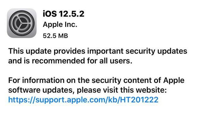 杭锦苹果手机维修分享iOS12.5.2发布，建议所有老苹果用户安装 